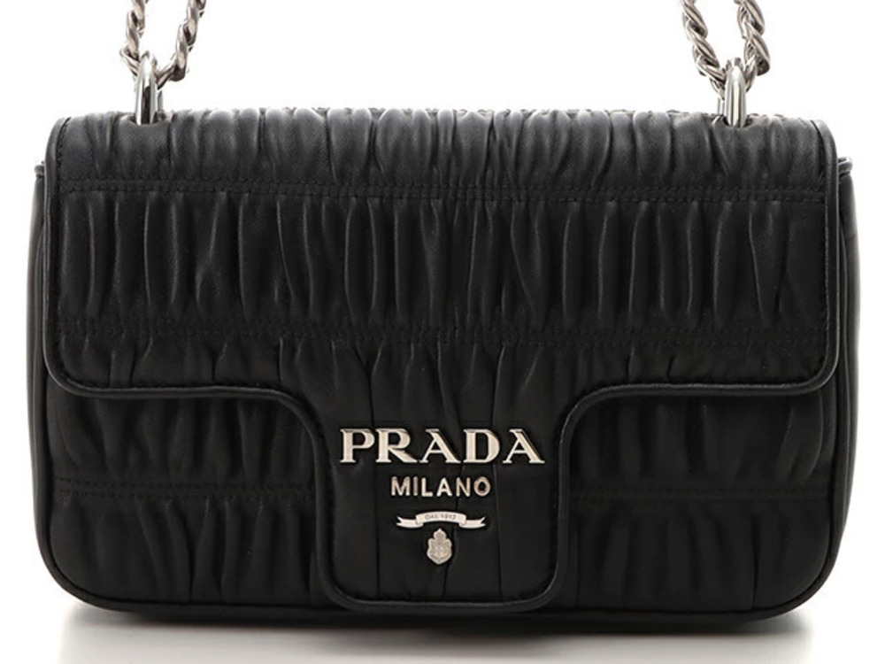 Prada bag chain shoulder black calfskin